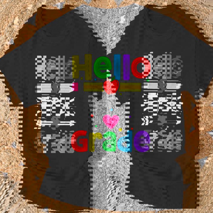 Hello First Grade Back Tochool 1St Day Of 1St Grade Tシャツ 高齢者への贈り物