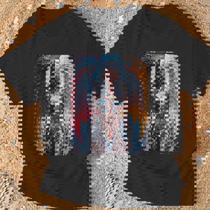 Hot Girl On 男性用 ハーフエンジェル&ハーフデーモンガール Tシャツ 高齢者への贈り物