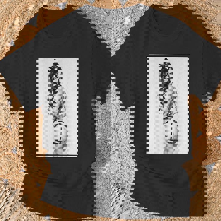 Hot Girl On 男性用 セクシー バッド キティ ピンナップガール B&W Tシャツ 高齢者への贈り物