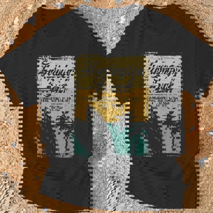 Huntington Beachurf City California アンティーク調サーフィン Tシャツ 高齢者への贈り物