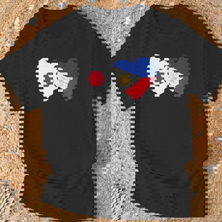 Japanese Flag Phillipinesフィリピンの遺産 フィリピンのルーツ 日本の国旗 フィリピンの国旗 Tシャツ 高齢者への贈り物