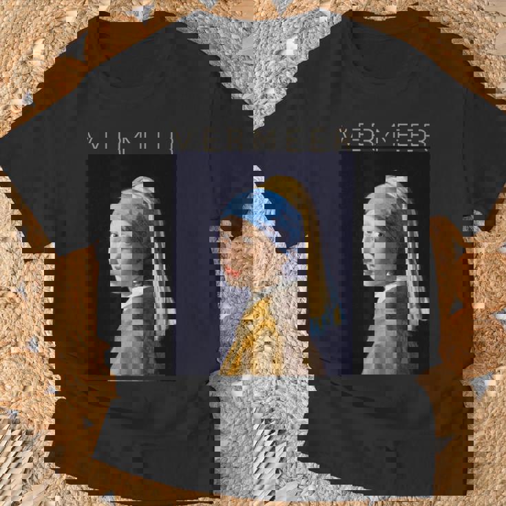 Johannesermeer アーティスト向け 真珠のイヤリングを持つ少女 Tシャツ 高齢者への贈り物