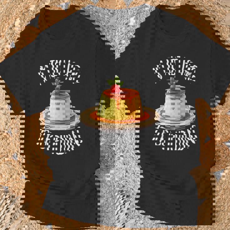 Just Here For Pudding デザイン メンズ レディース デザートプリン Tシャツ 高齢者への贈り物