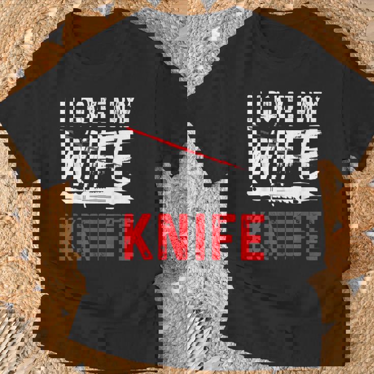 メンズ Knife Collector I Love My Wife ナイフ Tシャツ 高齢者への贈り物