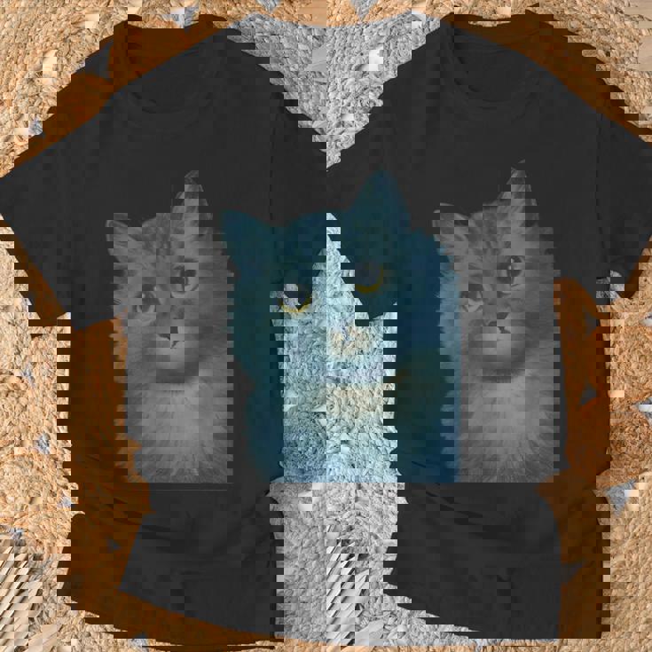 L Wain作 青い猫 Tシャツ 高齢者への贈り物