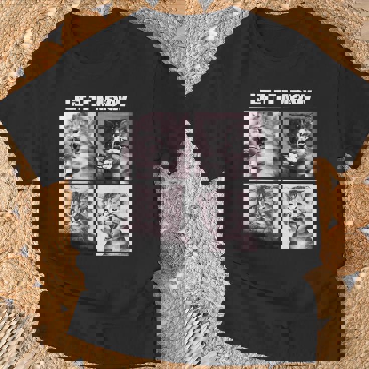 Let It Meow 面白い猫子猫の歌うギフト Tシャツ 高齢者への贈り物