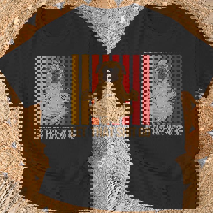 Let Thathit Go パグ ヨガ ヴィンテージデザイン Tシャツ 高齢者への贈り物