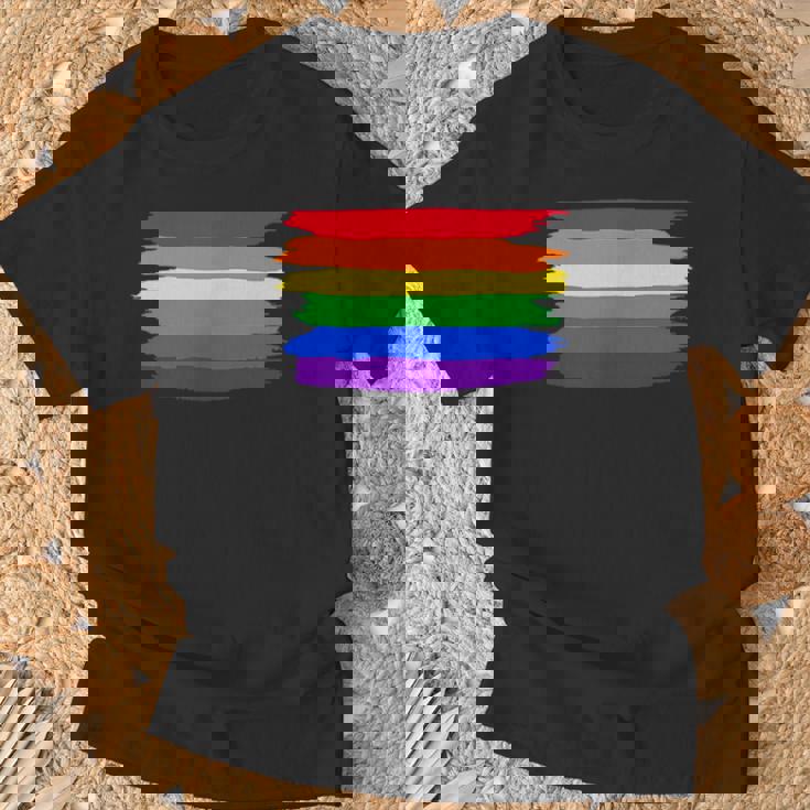 Lgbt ハートにレインボーフラッグ Tシャツ 高齢者への贈り物