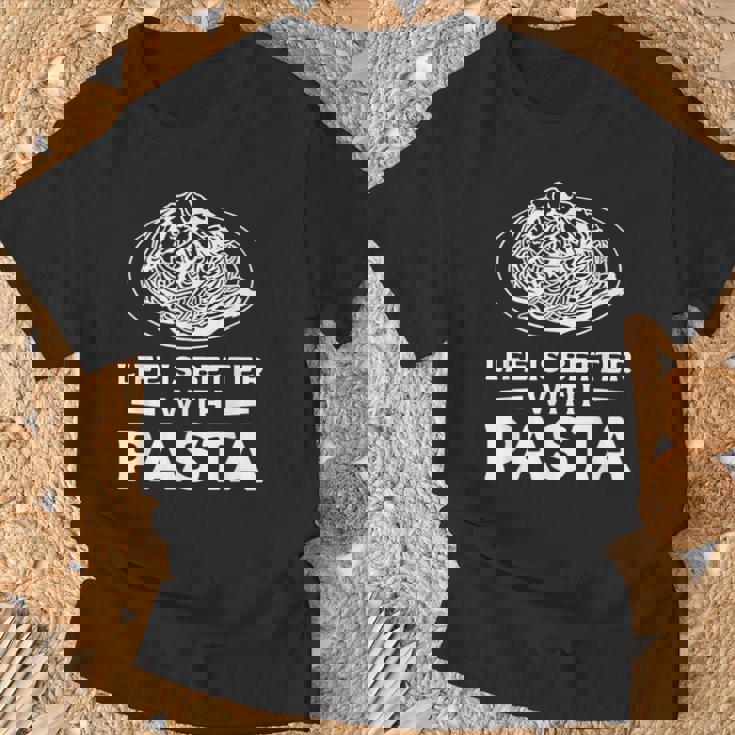 Life Is Better With パスタ スパゲッティ イタリア料理好き Tシャツ 高齢者への贈り物