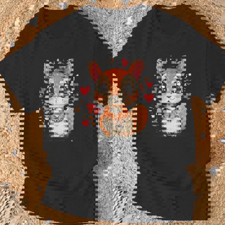 Linda Ardilla Rodeada De Corazones Amor Camiseta unisex Regalos para ancianos