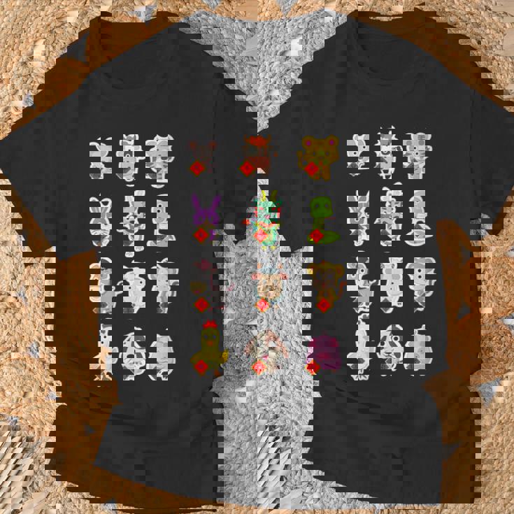 Lindo Conjunto De 12 Animales Chinosigno Del Zodiaco Feliz Año Nuevo Lunar Cuello Camiseta unisex Regalos para ancianos