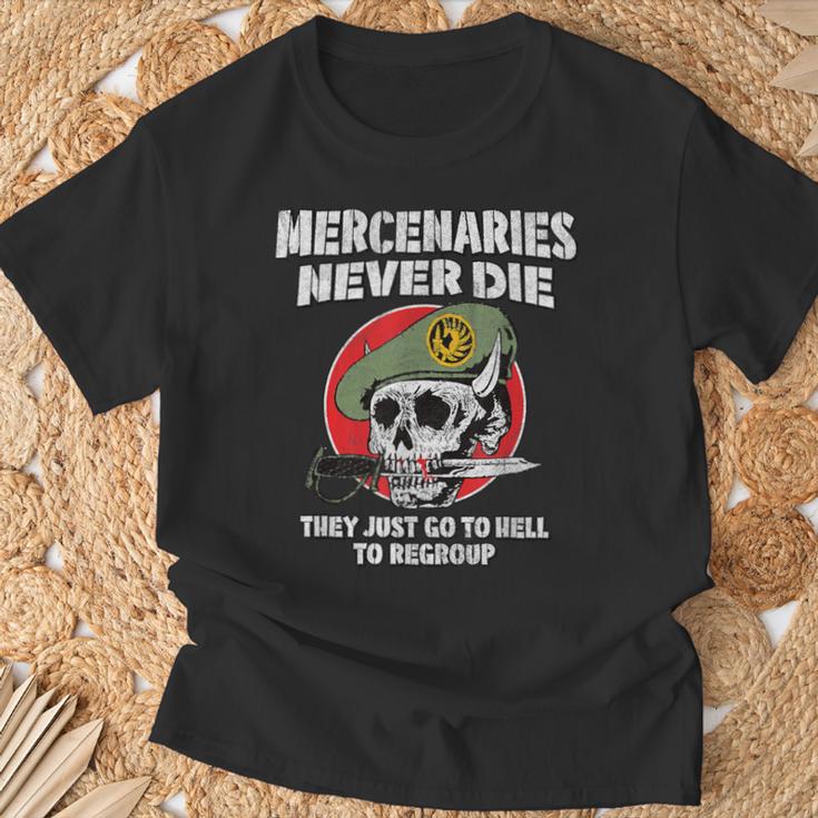 Los Mercenarios Nunca Muerenoloe Reagrupan Calavera Retro Militar Camiseta unisex Regalos para ancianos
