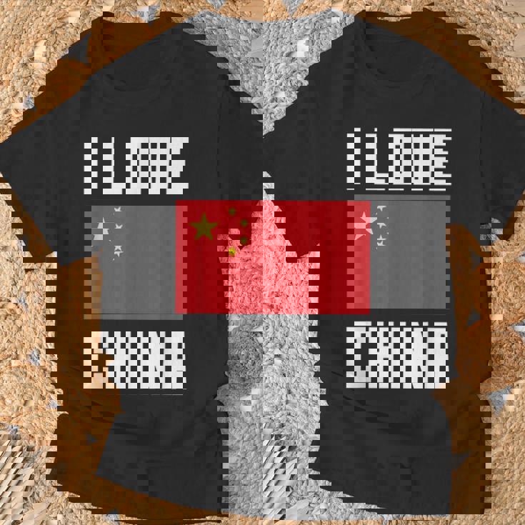 I Love China I Heart China 家族旅行 中国国旗 Tシャツ 高齢者への贈り物