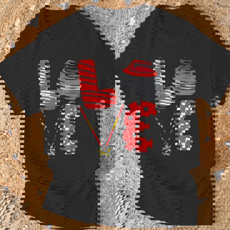 Love Curling ほうき スクワッド カーラー カーリング バレンタインデー Tシャツ 高齢者への贈り物