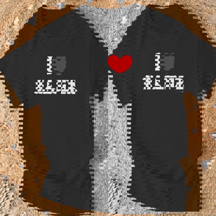 I Love Hajer 私は愛する Hajer Tシャツ 高齢者への贈り物
