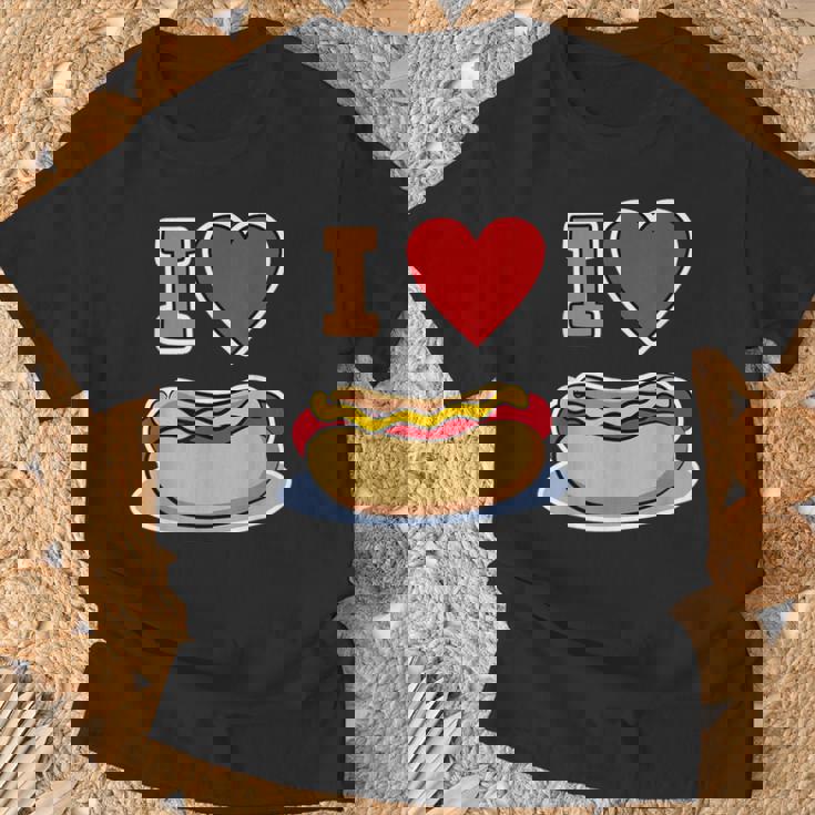 I Love Hot Dog 私はホットドッグを愛している ホットドッグ Tシャツ 高齢者への贈り物