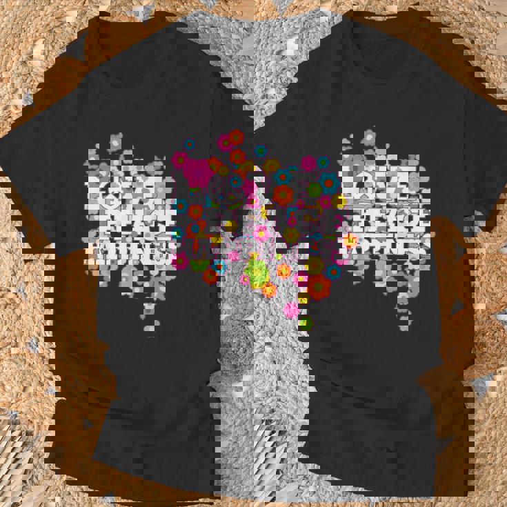 Love Peace Happiness 60年代70年代ヒッピーフラワーパワー Tシャツ 高齢者への贈り物