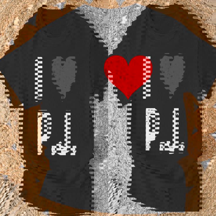 I Love Pj PJ ハート アンティーク調 長袖tシャツ Tシャツ 高齢者への贈り物