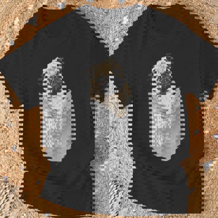 Love Pugs かっこいいポケットパグ ペット 犬 グラフィックデザイン Tシャツ 高齢者への贈り物