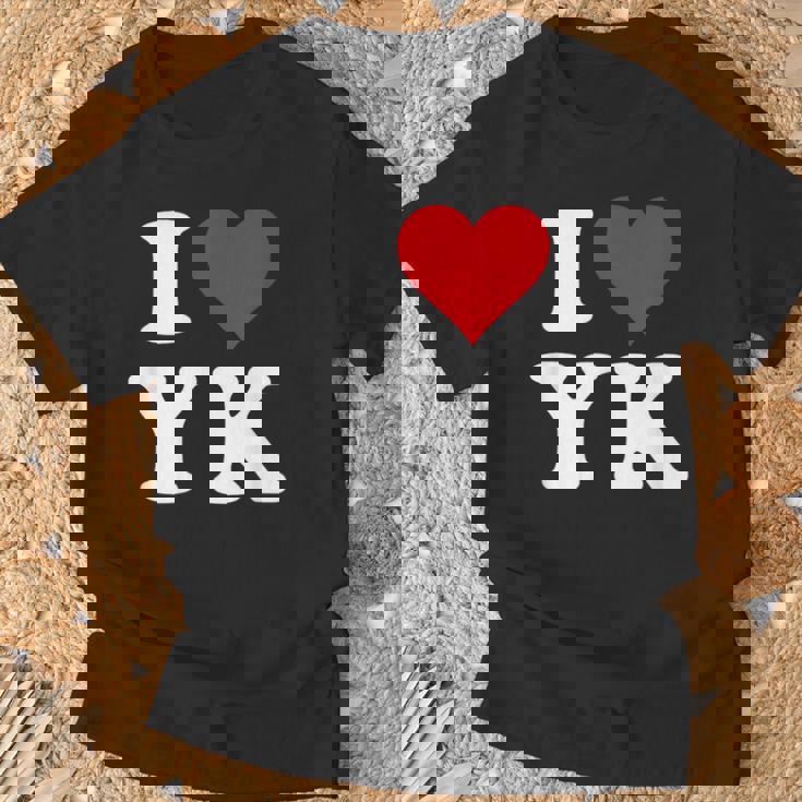 I Love Yk Initials I Heart YK First Last Name Y K Tシャツ 高齢者への贈り物