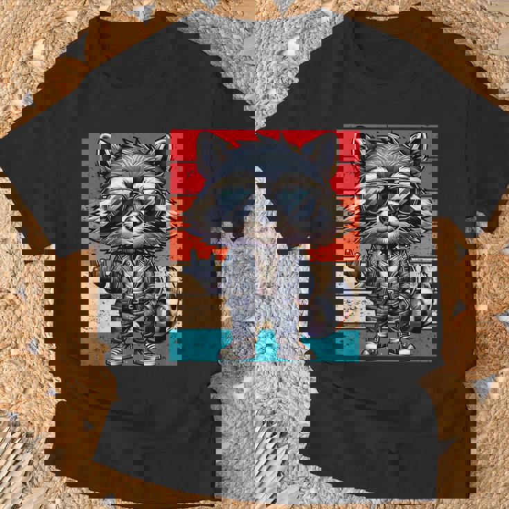 Mapache Retro Rock Música Hombres Niños Es Divertido Mapacheintage Camiseta unisex Regalos para ancianos