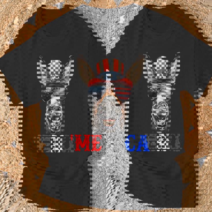Merica Mule Donkey Patriotic 4Th Of July 面白い キッズ メンズ レディース Tシャツ 高齢者への贈り物