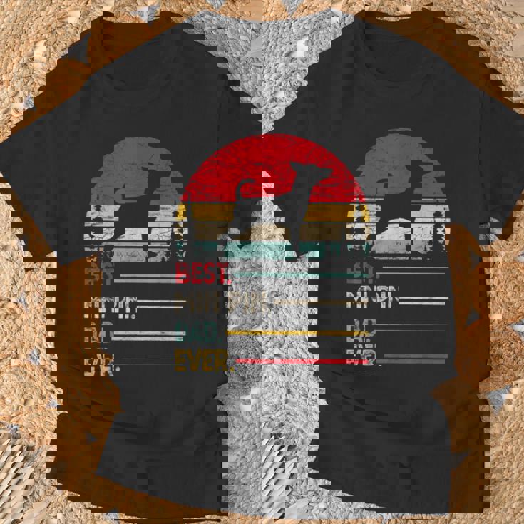 Miniature Pinscher Best Dad Ever Dogintage Retro Men Maglietta Regalos para ancianos