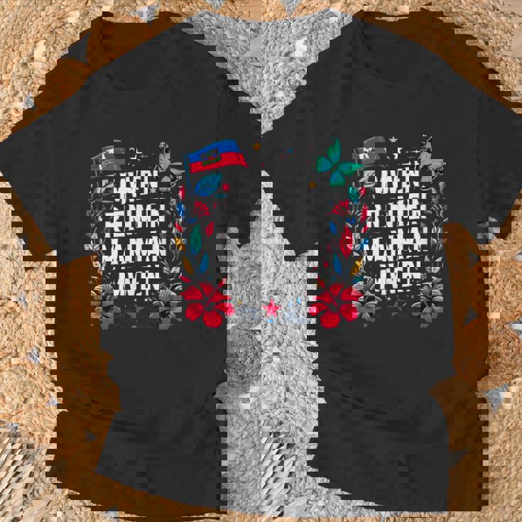 Mwen Renmen Manman Mwen ハイチ国旗 I Love My Mother Tシャツ 高齢者への贈り物