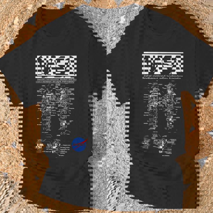 Nasa宇宙飛行士服の概略図 Tシャツ 高齢者への贈り物