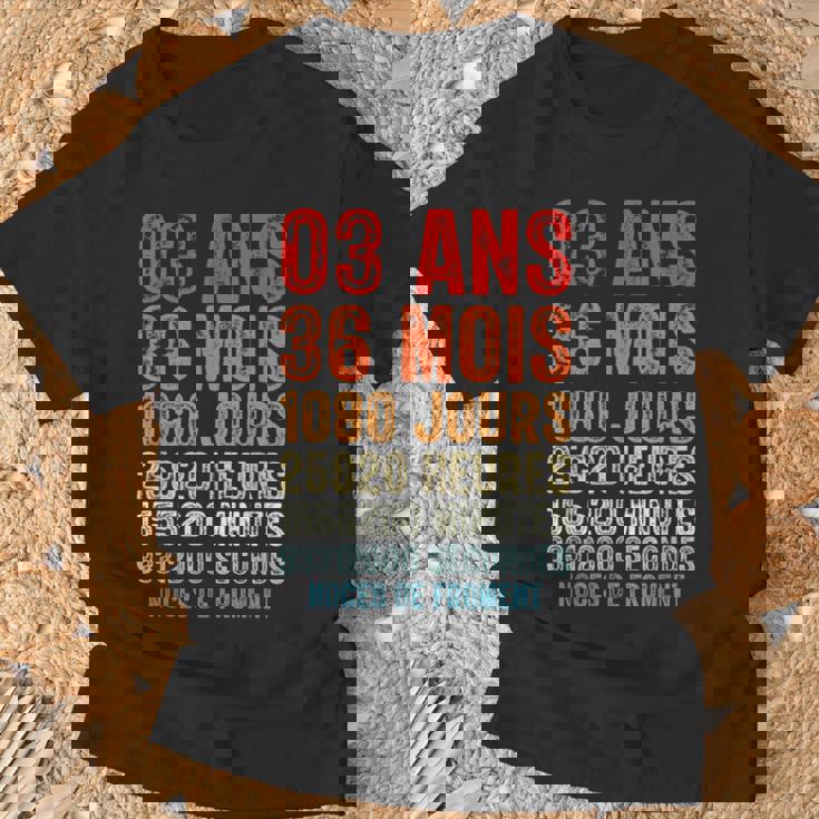 Noces De Froment Cadeau D'anniversaire 3 Ans De Mariage T-Shirt Cadeaux pour les vieillards