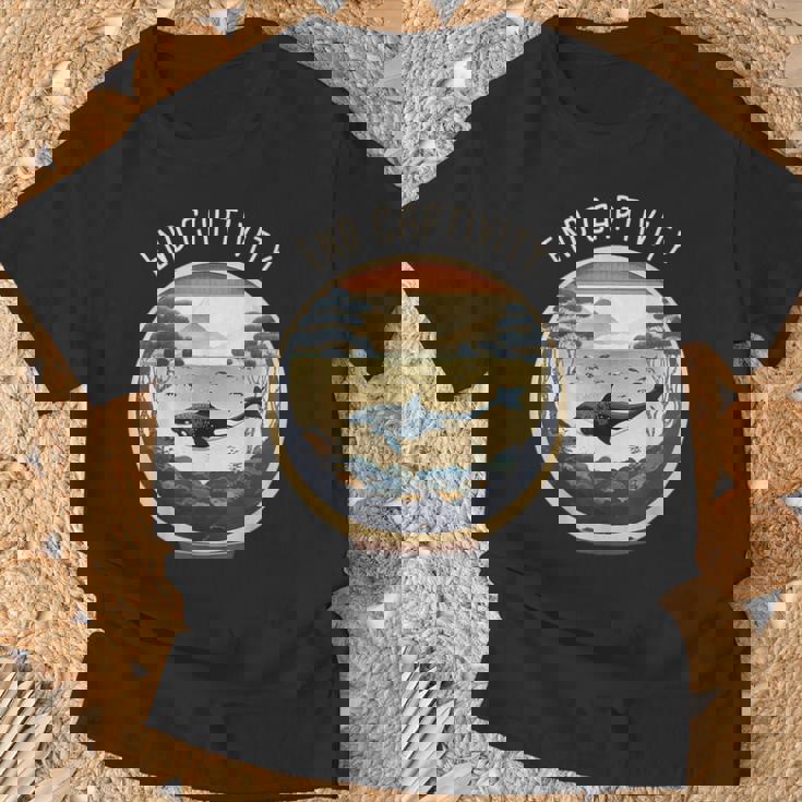 Orca End Captive Free The Orcas 海洋保護活動家 Tシャツ 高齢者への贈り物