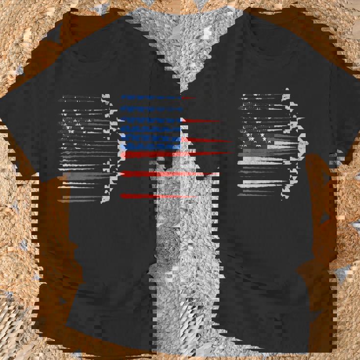 Patriotic Fighter Jets Usa Flag Red White & Blue 4Th Of July T-Shirt Gifts for Old Men