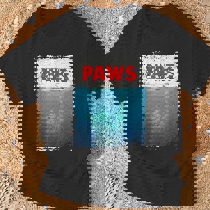 Paws 猫 子猫 ニャーパロディー おもしろ猫好き Tシャツ 高齢者への贈り物