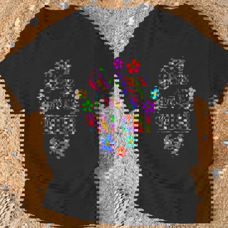 Peace Love 太極拳 ブライトカラー Tシャツ 高齢者への贈り物