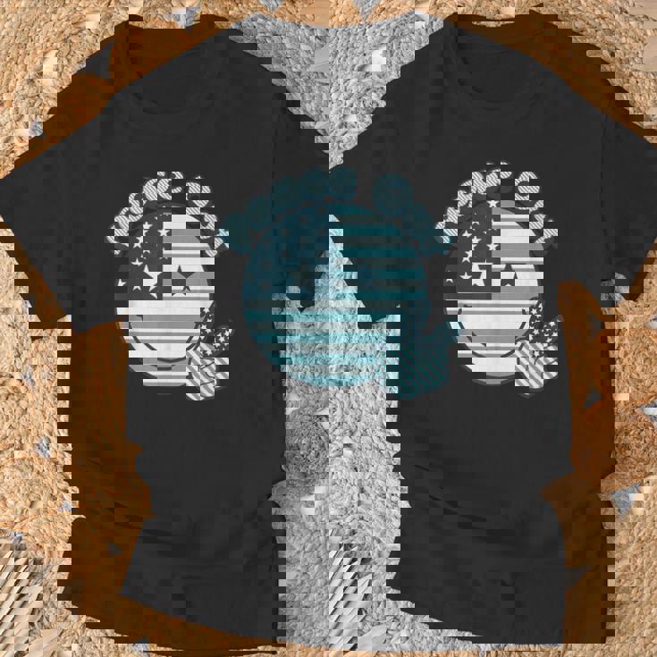 Peace Out 星条旗 ピースサイン 男女 色あせ Tシャツ 高齢者への贈り物