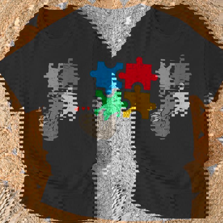 Perezoso Colgante Puzzle Lindo Autismo Concientización Hombres Es Niños Camiseta unisex Regalos para ancianos