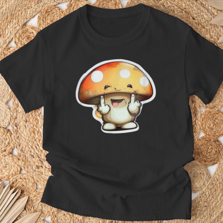 Personnage Champignon Drôle Doigt D'honneur Joyeux Anniversaire Gourmand T-Shirt Cadeaux pour les vieillards