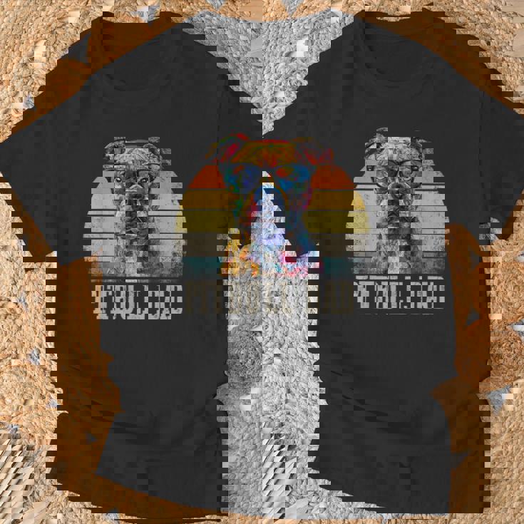 Pitbull Dad Dog Lover カラフル アーティスティック ピットブルのオーナー。 Tシャツ 高齢者への贈り物