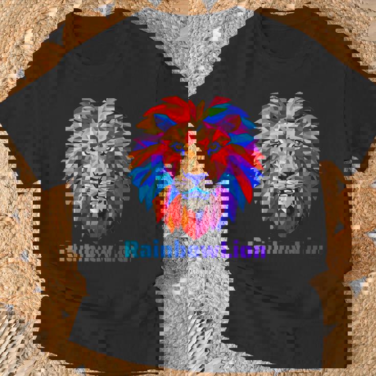 Rainbow Lion レインボー ライオン かっこいい おしゃれ Tシャツ 高齢者への贈り物