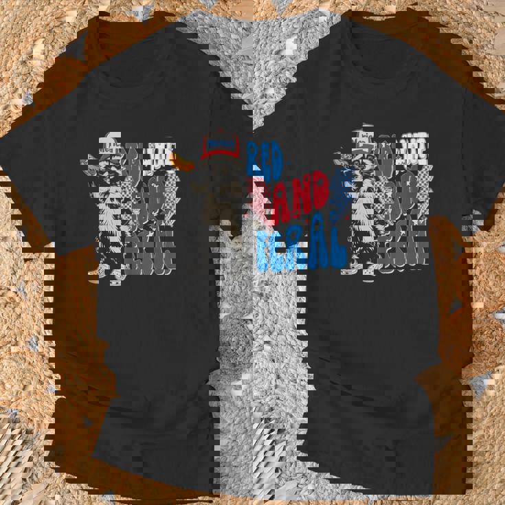 Red White And Feral Raccoon 4Th Of-July T-Shirt Gifts for Old Men