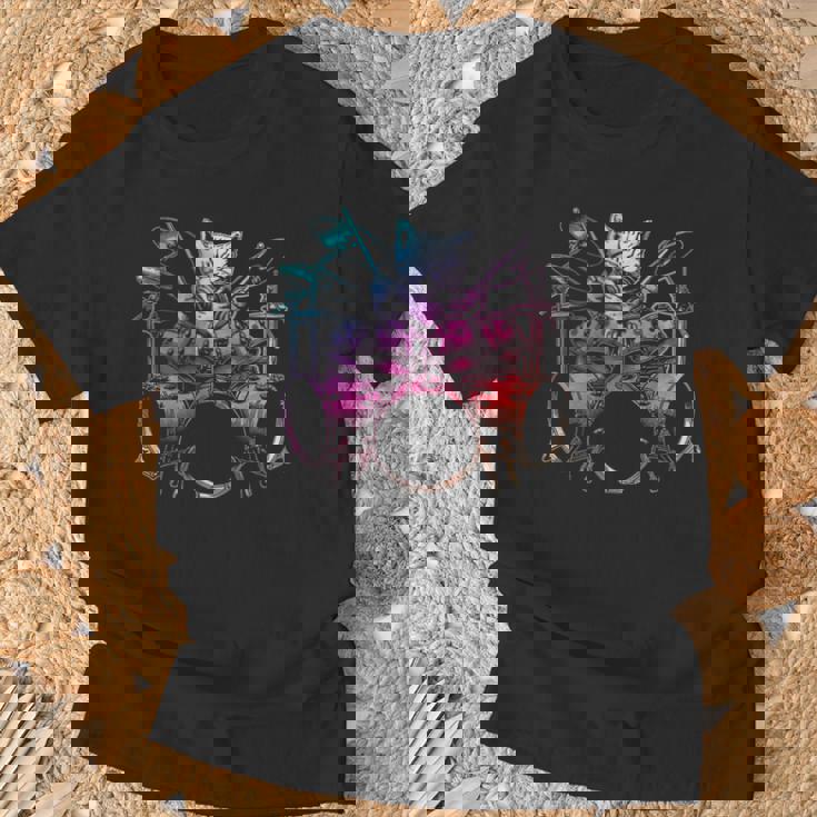 Rockstar ドラマー 猫 ドラム ミュージシャンバンド 音楽愛好家 Tシャツ 高齢者への贈り物