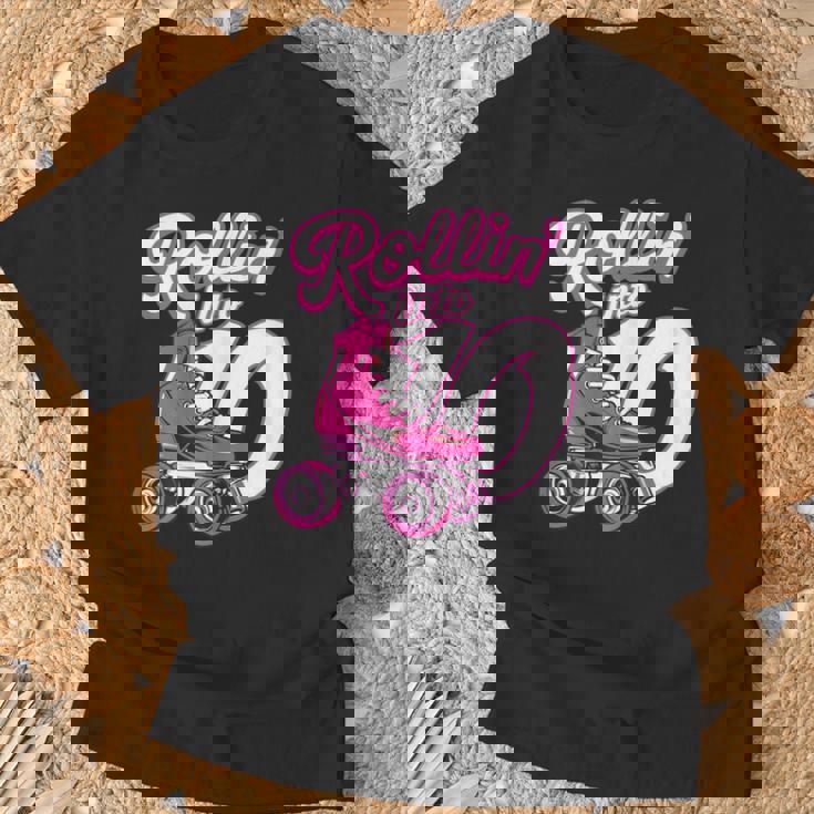 Rollin' Into 10 Patines De Patinaje Para Cumpleaños De Niña Camiseta unisex Regalos para ancianos