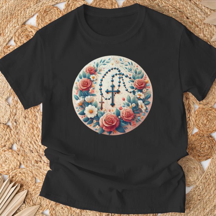 Rosario Rodeado De Flores Camiseta unisex Regalos para ancianos