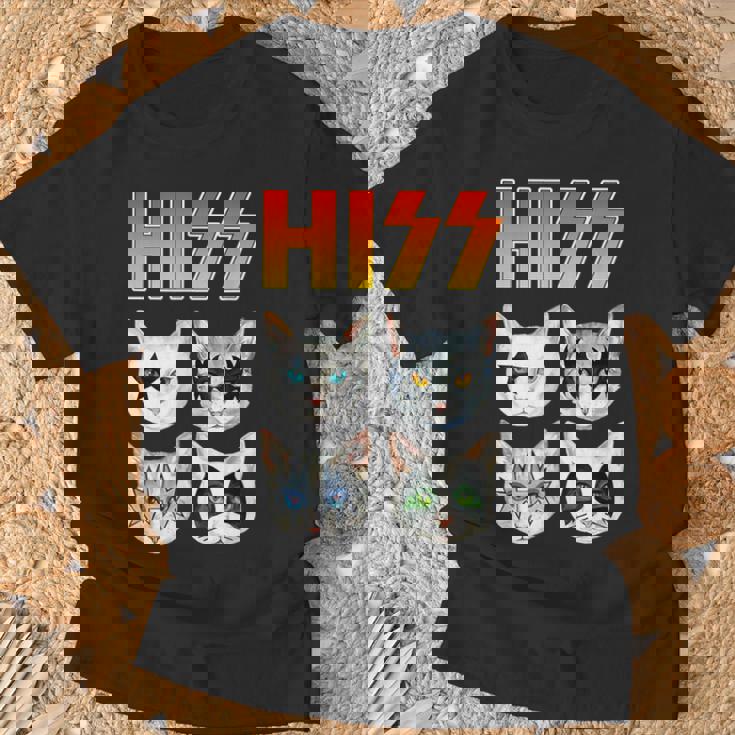 Hiss 猫 子猫 ニャー ロッカー パロディ バンド 面白い 猫好き Tシャツ 高齢者への贈り物