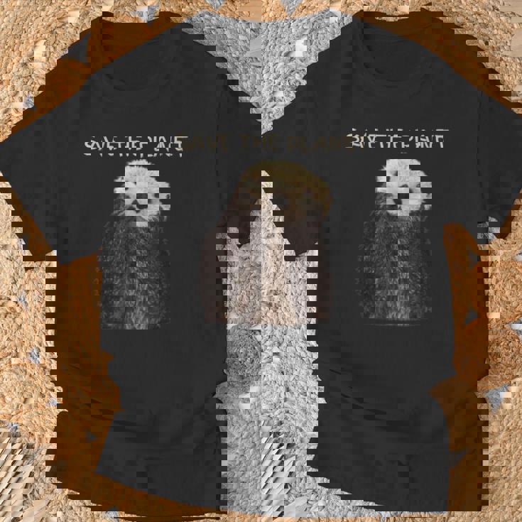 Save The Planet かわいいラッコ。 Tシャツ 高齢者への贈り物