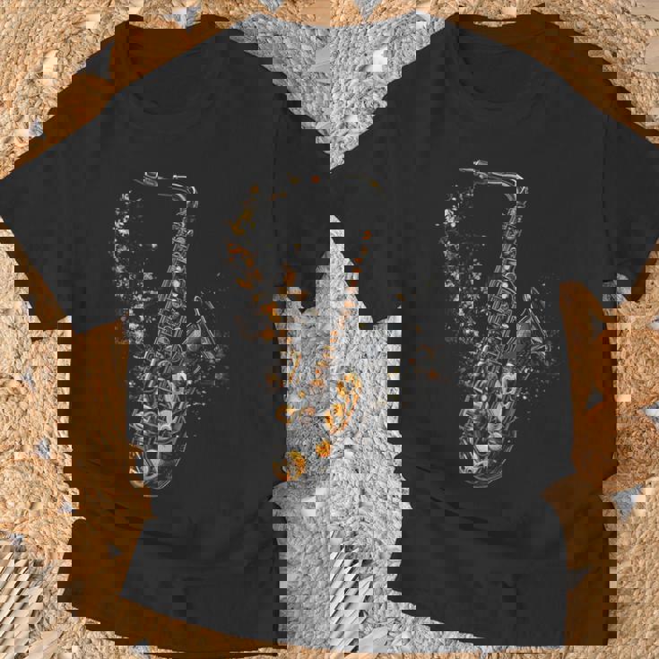 Saxofón Música Abstracto Gráfico Instrumento Motivoaxofón Camiseta unisex Regalos para ancianos