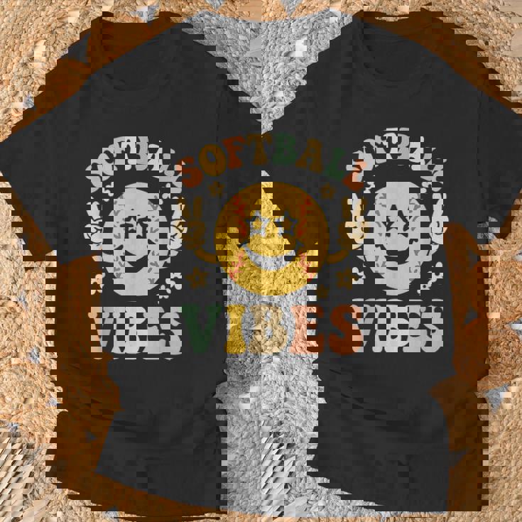 Softballibes 星目スマイル ポジティブソフトボール Tシャツ 高齢者への贈り物