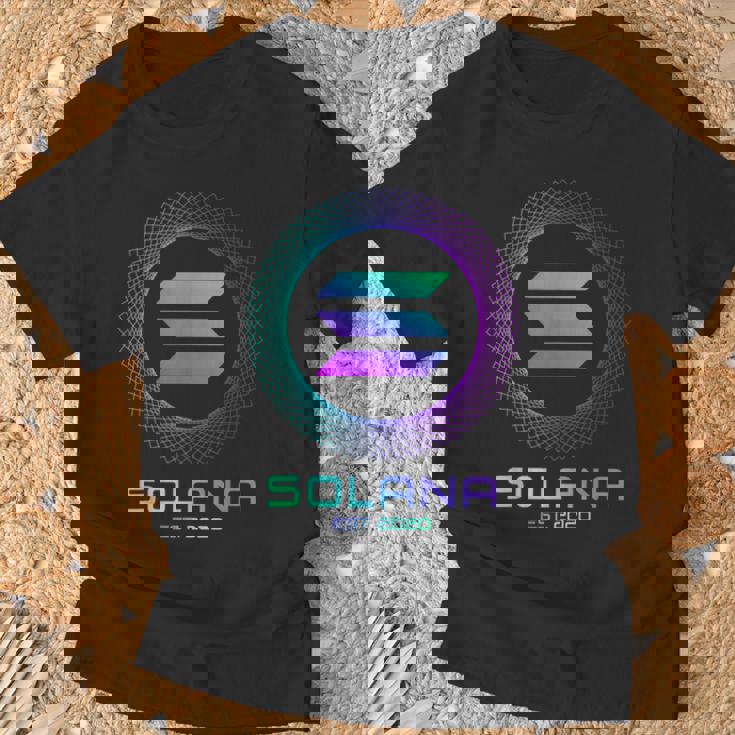 Solanaolコイン暗号ロゴブロックチェーン ソラナ Tシャツ 高齢者への贈り物