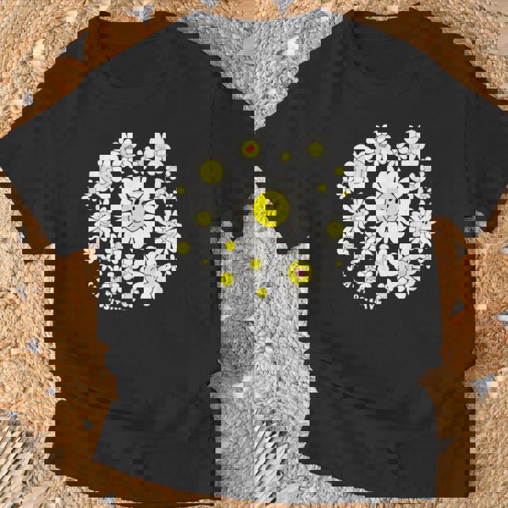 Stay Positive キュート スマイルフェイス 花 ハッピーフェイス 花 女の子 Tシャツ 高齢者への贈り物