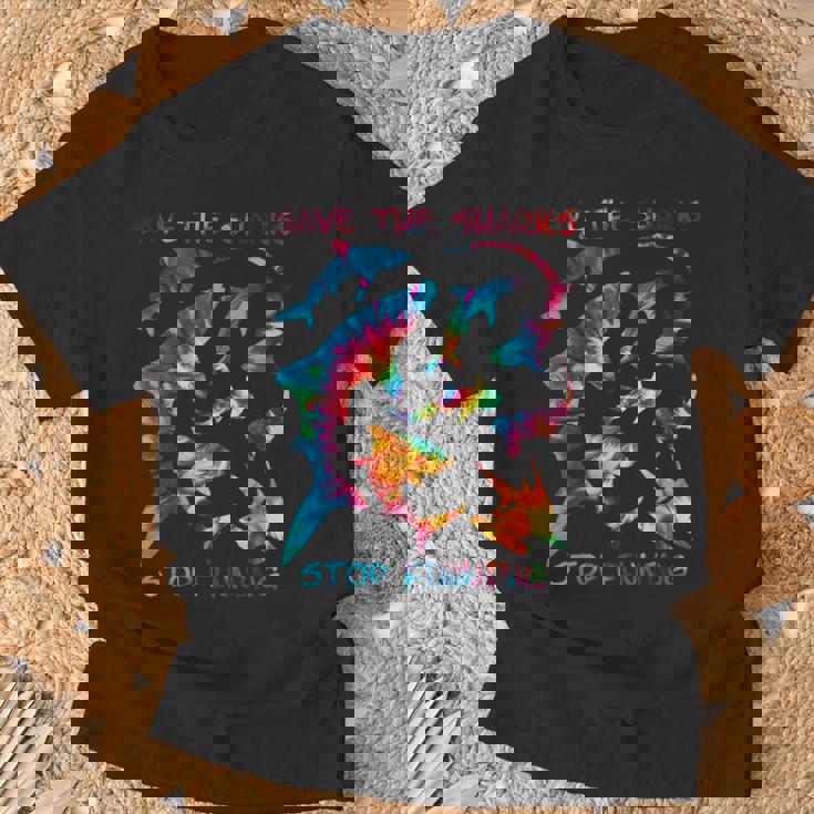 Stop Finning ジンベエザメ シュモクザメサメの種類タイダイ Tシャツ 高齢者への贈り物